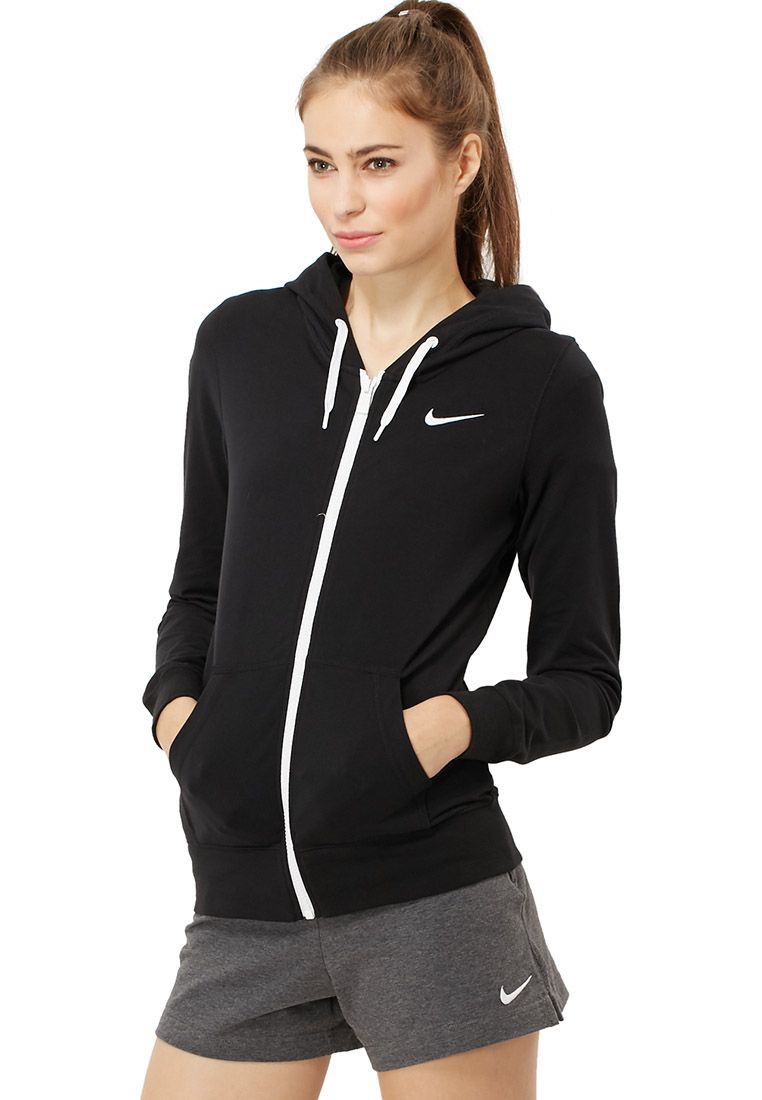 Sportswear Hoodie Nike Sport Jacket Woman Black Cotton 2016 17 with pockets