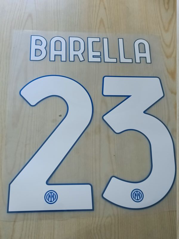 Tabella taglie e misure Kit Personalizzazione Nameset x maglia calcio UOMO ADULTO 2021 22 INTER FC Home Barella 23 Bianco