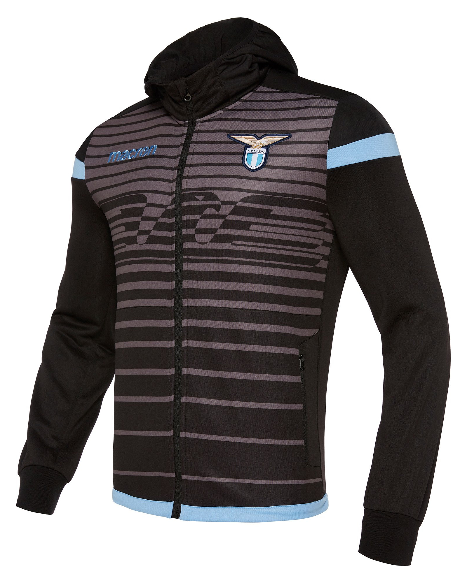 ss lazio rome macron pre match jacket hoodie black zip ss lazio rome macron pre match jacket hoodie black zip