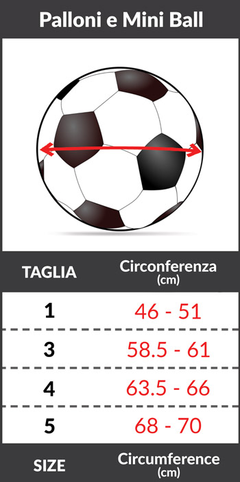 Tabella taglie e misure Pallone Calcio GEMS OLIMPICO V Bianco Nero
