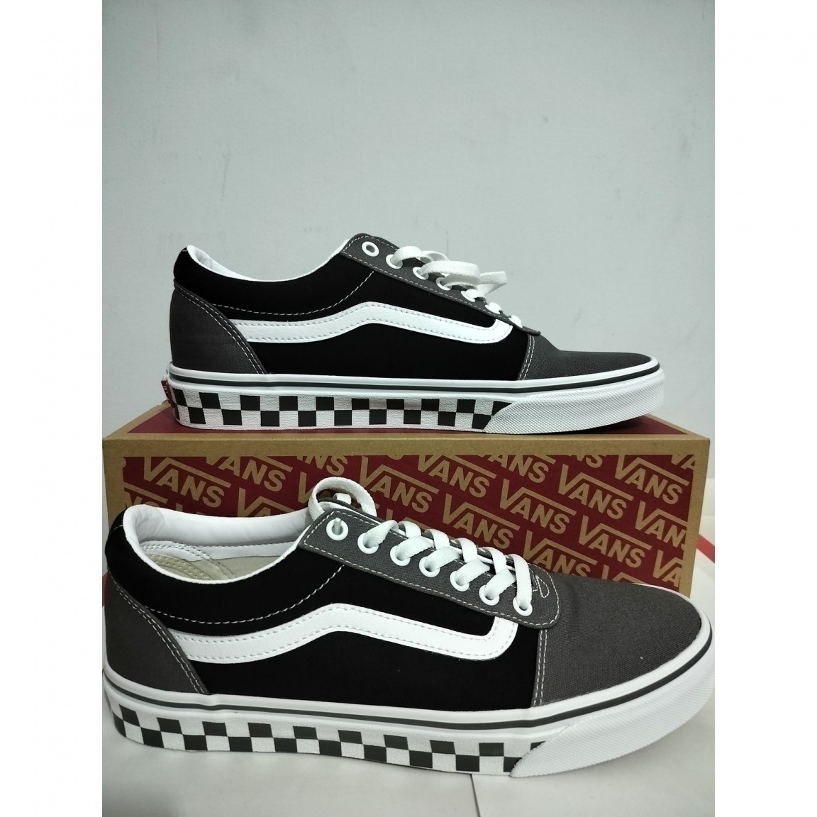 Scarpe Sneakers UOMO Vans Asher Checker Tape Nero Verde Bianco Inserisci - Foto 9 di 9