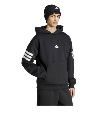 Felpa Cappuccio pullover adidas Future Icons 3-Stripes HD Poliestere Cotone nero Uomo - adidas Future Icons 3-Stripes HD Polyester Cotton Pullover Hoodie Black Men - Sweat à capuche adidas Future Icons 3-Stripes HD en polyester et coton pour homme, noir - adidas Future Icons 3-Streifen HD Polyester-Baumwoll-Pullover-Hoodie Schwarz Herren
