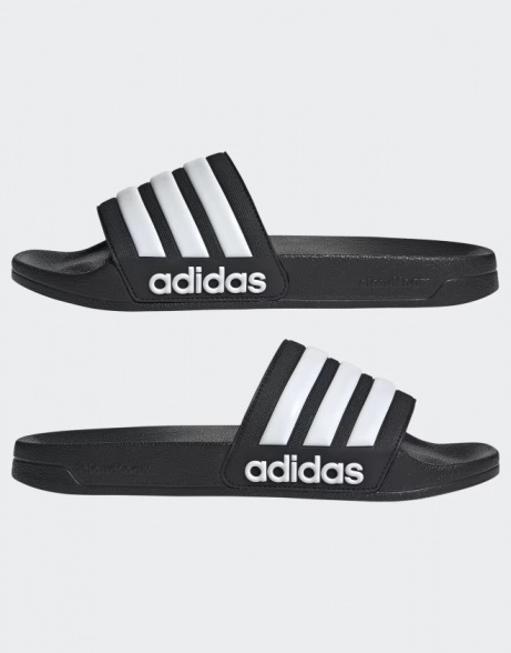 Ciabatte Adidas ADILETTE SHOWER unisex mare piscina nuoto tempo libero gomma Nero Bianco - Adidas ADILETTE SHOWER unisex sea swimming pool swimming free time rubber slippers Black White - Adidas ADILETTE SHOWER unisexe mer piscine natation temps libre chaussons en caoutchouc noir blanc - Adidas ADILETTE SHOWER Unisex Meer Schwimmbad Schwimmen Freizeit Gummipantoffeln Schwarz Weiß