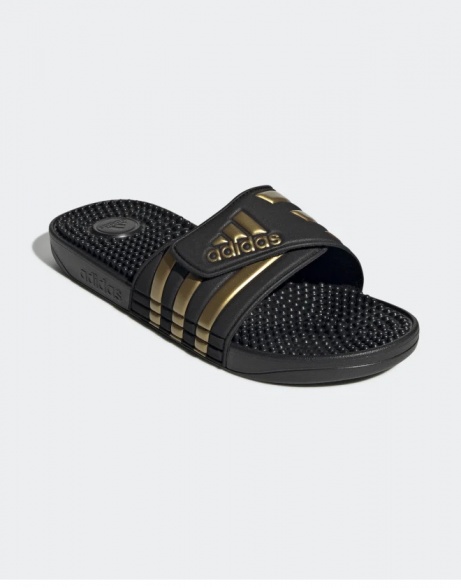 Ciabatte Adidas ADISSAGE unisex mare piscina nuoto tempo libero gomma Nero oro - Adidas ADISSAGE unisex beach slippers swimming pool leisure rubber Black gold - Adidas ADISSAGE chaussons de plage unisexe piscine loisirs caoutchouc Noir or - Adidas ADISSAGE Unisex Strandpantoffeln Schwimmbad Freizeit Gummi Schwarz Gold