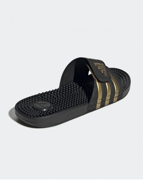 Ciabatte Adidas ADISSAGE unisex mare piscina nuoto tempo libero gomma Nero oro - Adidas ADISSAGE unisex beach slippers swimming pool leisure rubber Black gold - Adidas ADISSAGE chaussons de plage unisexe piscine loisirs caoutchouc Noir or - Adidas ADISSAGE Unisex Strandpantoffeln Schwimmbad Freizeit Gummi Schwarz Gold