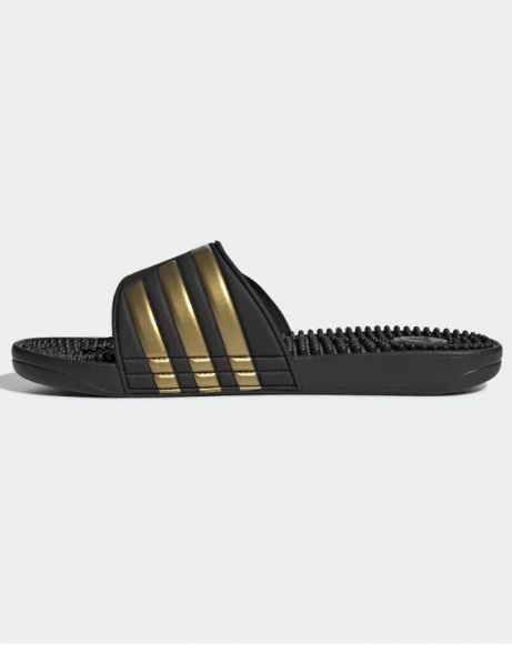Ciabatte Adidas ADISSAGE unisex mare piscina nuoto tempo libero gomma Nero oro - Adidas ADISSAGE unisex beach slippers swimming pool leisure rubber Black gold - Adidas ADISSAGE chaussons de plage unisexe piscine loisirs caoutchouc Noir or - Adidas ADISSAGE Unisex Strandpantoffeln Schwimmbad Freizeit Gummi Schwarz Gold