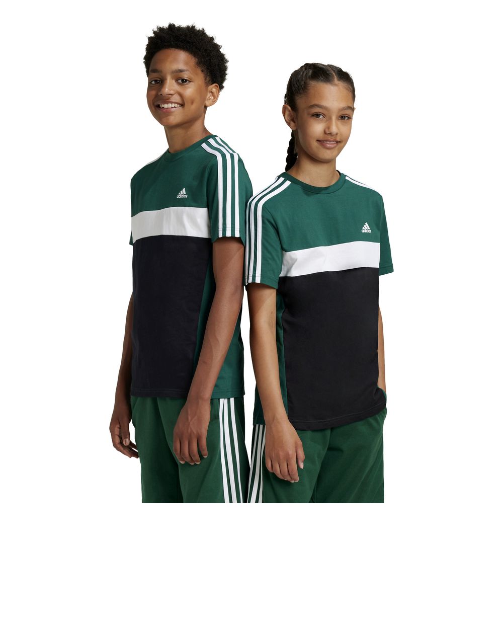 T-shirt tempo libero Ragazzi Unisex Adidas Verde Tiberio 3-S CB Cotton Junior  - Picture 11 of 11