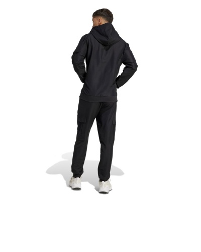 Tuta Sportiva ADIDAS Tuta Cargo Woven Cappuccio Uomo Poliestere Nero - Tracksuit with Hood Adidas Men's Cargo Woven  Black Polyester - Survêtement à capuche Adidas pour homme, modèle cargo tissé noir en polyester - Adidas Herren-Trainingsanzug mit Kapuze, Cargo-Material, gewebt, schwarz, Polyester