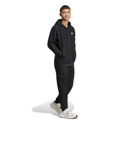 Tuta Sportiva ADIDAS Tuta Cargo Woven Cappuccio Uomo Poliestere Nero - Tracksuit with Hood Adidas Men's Cargo Woven  Black Polyester - Survêtement à capuche Adidas pour homme, modèle cargo tissé noir en polyester - Adidas Herren-Trainingsanzug mit Kapuze, Cargo-Material, gewebt, schwarz, Polyester