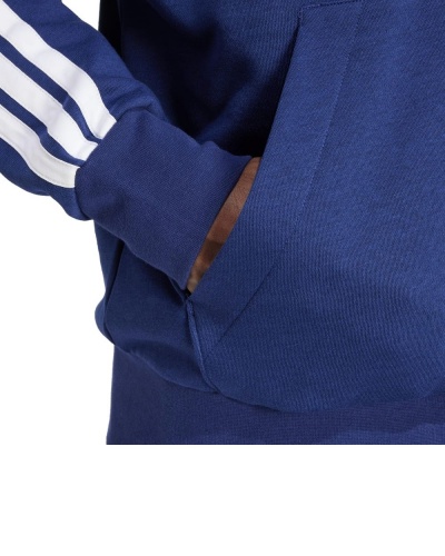 GIACCA FELPA cappuccio Adidas Essentials 3-Stripes FLEECE Full-Zip Hoodie Cotone Blue Navy Bianco - Adidas Essentials 3-Stripes FLEECE Full-Zip Hoodie Cotton Blue Navy White - Sweat à capuche zippé Adidas Essentials 3-Stripes FLEECE en coton bleu marine blanc - Adidas Essentials 3-Streifen FLEECE Full-Zip Hoodie Baumwolle Blau Marine Weiß