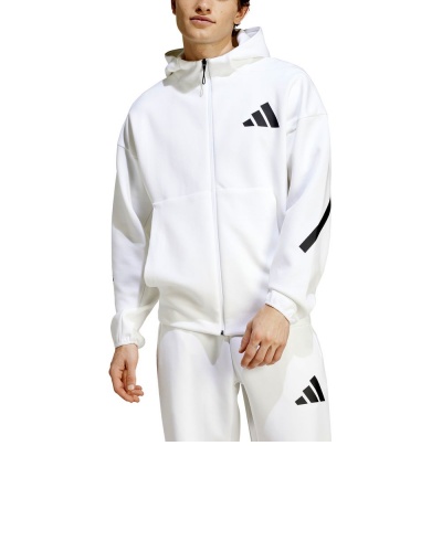 Giacca  sportiva Felpa Cappuccio Adidas Z.N.E. Full-Zip Hoodie Cotone uomo Bianco - Adidas ZNE Full-Zip Hoodie Cotton Men's Sports Jacket Hooded Sweatshirt White - Sweat à capuche zippé Adidas ZNE en coton pour homme, veste de sport, sweat-shirt blanc - Adidas ZNE Full-Zip Hoodie Baumwolle Herren Sportjacke Kapuzenpullover Weiß