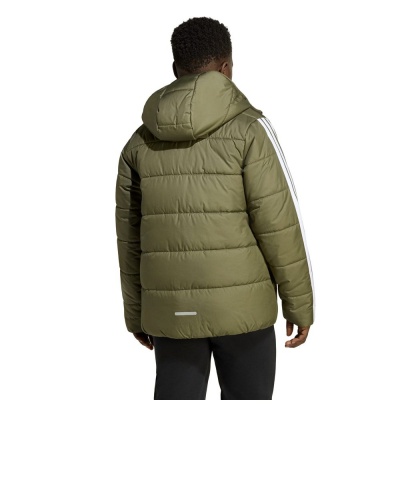 Giubbino Giubbotto Adidas Essentials 3 Stripes J cappuccio Ragazzi Verde Oliva - Adidas Essentials 3 Stripes J Hooded Jacket Boys Olive Green - Veste à capuche Adidas Essentials 3 Stripes J pour garçon, vert olive - Adidas Essentials 3 Stripes J Kapuzenjacke Jungen Olivgrün