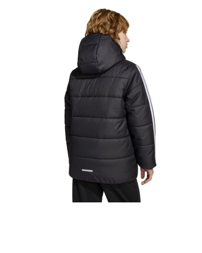 Giubbino Giubbotto Adidas Essentials 3 Stripes J cappuccio Ragazzi Nero - Adidas Essentials 3 Stripes J Hooded Jacket Boys Black - Veste à capuche Adidas Essentials 3 Stripes J pour garçon, noire - Adidas Essentials 3 Stripes J Kapuzenjacke Jungen Schwarz