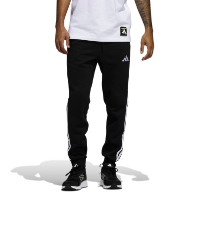 Pantaloni tuta Adidas Pantaloni Essentials 3-Stripes Fleece Cotone Felpato Uomo Nero Bianco - Adidas Essentials 3-Stripes Fleece Cotton Sweatpants Men's Black White - Pantalon de survêtement Adidas Essentials 3-Stripes en molleton de coton pour homme, noir et blanc - Adidas Essentials 3-Streifen Fleece Baumwolle Jogginghose Herren Schwarz Weiß
