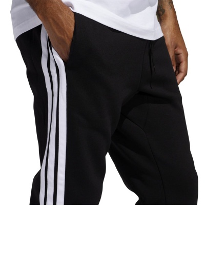 Pantaloni tuta Adidas Pantaloni Essentials 3-Stripes Fleece Cotone Felpato Uomo Nero Bianco - Adidas Essentials 3-Stripes Fleece Cotton Sweatpants Men's Black White - Pantalon de survêtement Adidas Essentials 3-Stripes en molleton de coton pour homme, noir et blanc - Adidas Essentials 3-Streifen Fleece Baumwolle Jogginghose Herren Schwarz Weiß