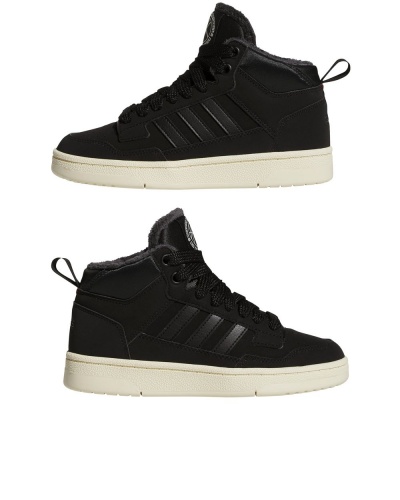 Scarpe sportive Sneakers Adidas Rapid Court Mid J Winter Caviglia alta Ragazzo Donna Lifestyle Nero Carbon Bianco - Sports Shoes Sneakers Adidas Rapid Court Mid J Winter High Ankle Boy Women Lifestyle Black Carbon White - Chaussures de sport Baskets Adidas Rapid Court Mid J Winter High Ankle Garçon Femme Lifestyle Noir Carbone Blanc - Sportschuhe Sneakers Adidas Rapid Court Mid J Winter High Ankle Junge Frau Lifestyle Schwarz Carbon Weiß