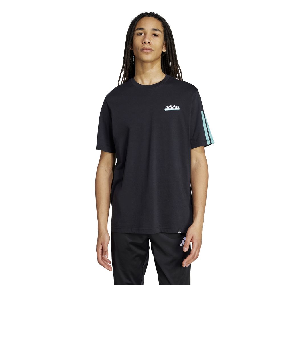 Mens Adidas Black Script Single Jersey Cotton Casual T-Shirt
