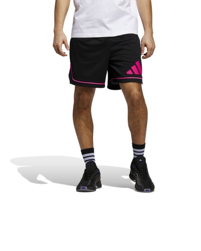 pantaloncini sportivi Adidas BasketBall Badge of Sport uomo Con tasche Nero Fucsia - Adidas BasketBall Badge of Sport Men's Sports Shorts With Pockets Black Fuchsia - Short de sport Adidas BasketBall Badge of Sport pour homme avec poches, noir fuchsia - Adidas BasketBall Badge of Sport Herren Sportshorts mit Taschen Schwarz Fuchsia