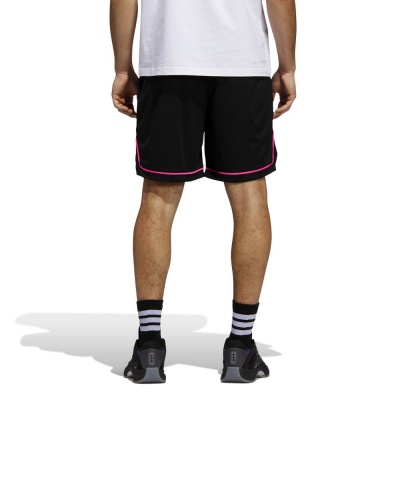 pantaloncini sportivi Adidas BasketBall Badge of Sport uomo Con tasche Nero Fucsia - Adidas BasketBall Badge of Sport Men's Sports Shorts With Pockets Black Fuchsia - Short de sport Adidas BasketBall Badge of Sport pour homme avec poches, noir fuchsia - Adidas BasketBall Badge of Sport Herren Sportshorts mit Taschen Schwarz Fuchsia