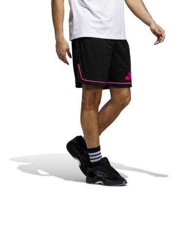 pantaloncini sportivi Adidas BasketBall Badge of Sport uomo Con tasche Nero Fucsia - Adidas BasketBall Badge of Sport Men's Sports Shorts With Pockets Black Fuchsia - Short de sport Adidas BasketBall Badge of Sport pour homme avec poches, noir fuchsia - Adidas BasketBall Badge of Sport Herren Sportshorts mit Taschen Schwarz Fuchsia