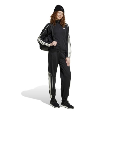 Tuta intera Completa Adidas DONNA Stadium W Poliestere Nero - Adidas WOMEN'S Stadium W Polyester Black Full Tracksuit - Survêtement Adidas Stadium W en polyester noir pour femme - Adidas DAMEN Stadium W Polyester Schwarz Kompletter Trainingsanzug