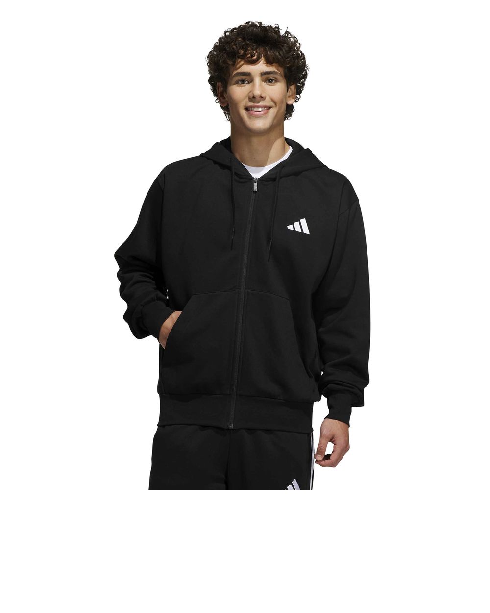 Sports Hoodie Jacket MENS Adidas Black Feelcozy Fleece Full Zip