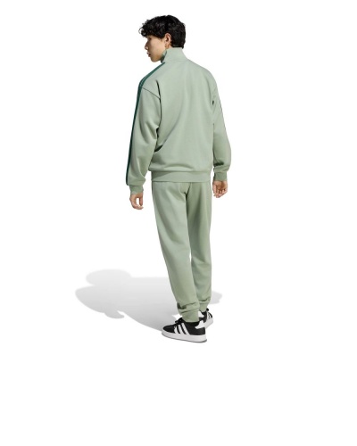 Tuta intera completa tempo libero Adidas 3-Stripes Fleece Cotone Felpato uomo Grigio Verde - Adidas 3-Stripes Fleece Cotton Men's Leisure Tracksuit Grey Green - Survêtement de loisirs Adidas 3 bandes en molleton de coton pour homme, gris et vert - Adidas 3-Streifen Fleece-Baumwoll-Freizeit-Trainingsanzug für Herren, Grau/Grün