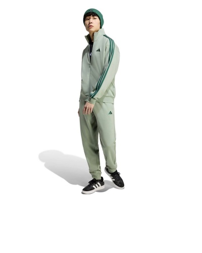 Tuta intera completa tempo libero Adidas 3-Stripes Fleece Cotone Felpato uomo Grigio Verde - Adidas 3-Stripes Fleece Cotton Men's Leisure Tracksuit Grey Green - Survêtement de loisirs Adidas 3 bandes en molleton de coton pour homme, gris et vert - Adidas 3-Streifen Fleece-Baumwoll-Freizeit-Trainingsanzug für Herren, Grau/Grün