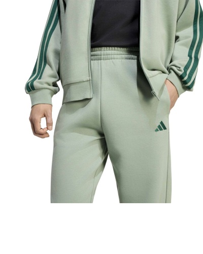 Tuta intera completa tempo libero Adidas 3-Stripes Fleece Cotone Felpato uomo Grigio Verde - Adidas 3-Stripes Fleece Cotton Men's Leisure Tracksuit Grey Green - Survêtement de loisirs Adidas 3 bandes en molleton de coton pour homme, gris et vert - Adidas 3-Streifen Fleece-Baumwoll-Freizeit-Trainingsanzug für Herren, Grau/Grün