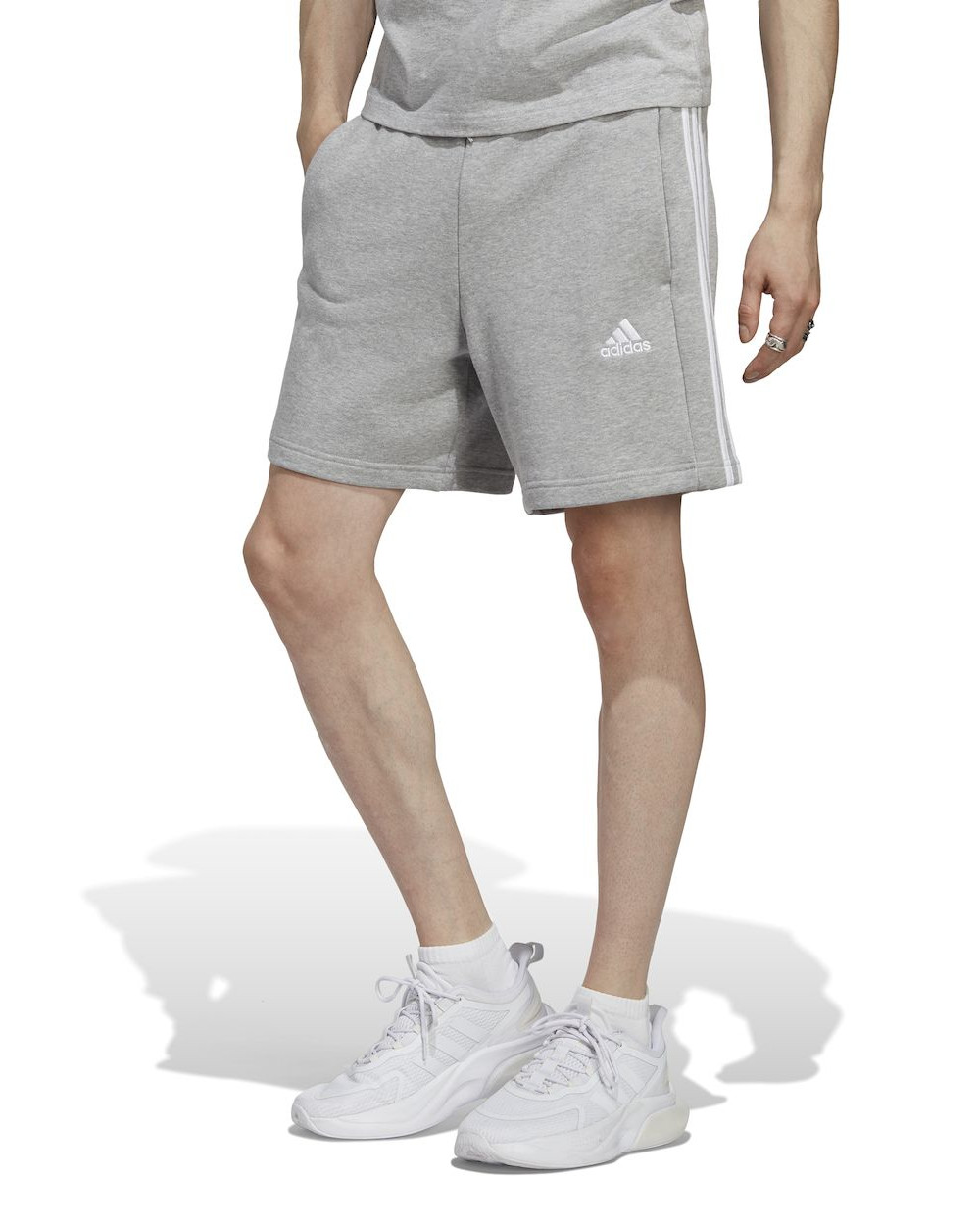 Shorts Hose HERREN Adidas Essentials French Terry 3 Stripes Grau mit Taschen eBay