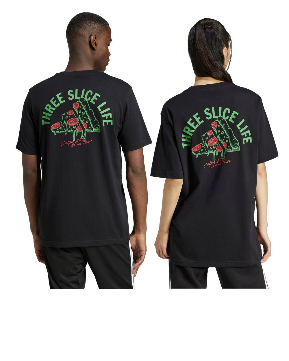 T-shirt maglia maglietta Unisex Adidas Nero Lounge Pizza Graphic - Imagen 10 de 12