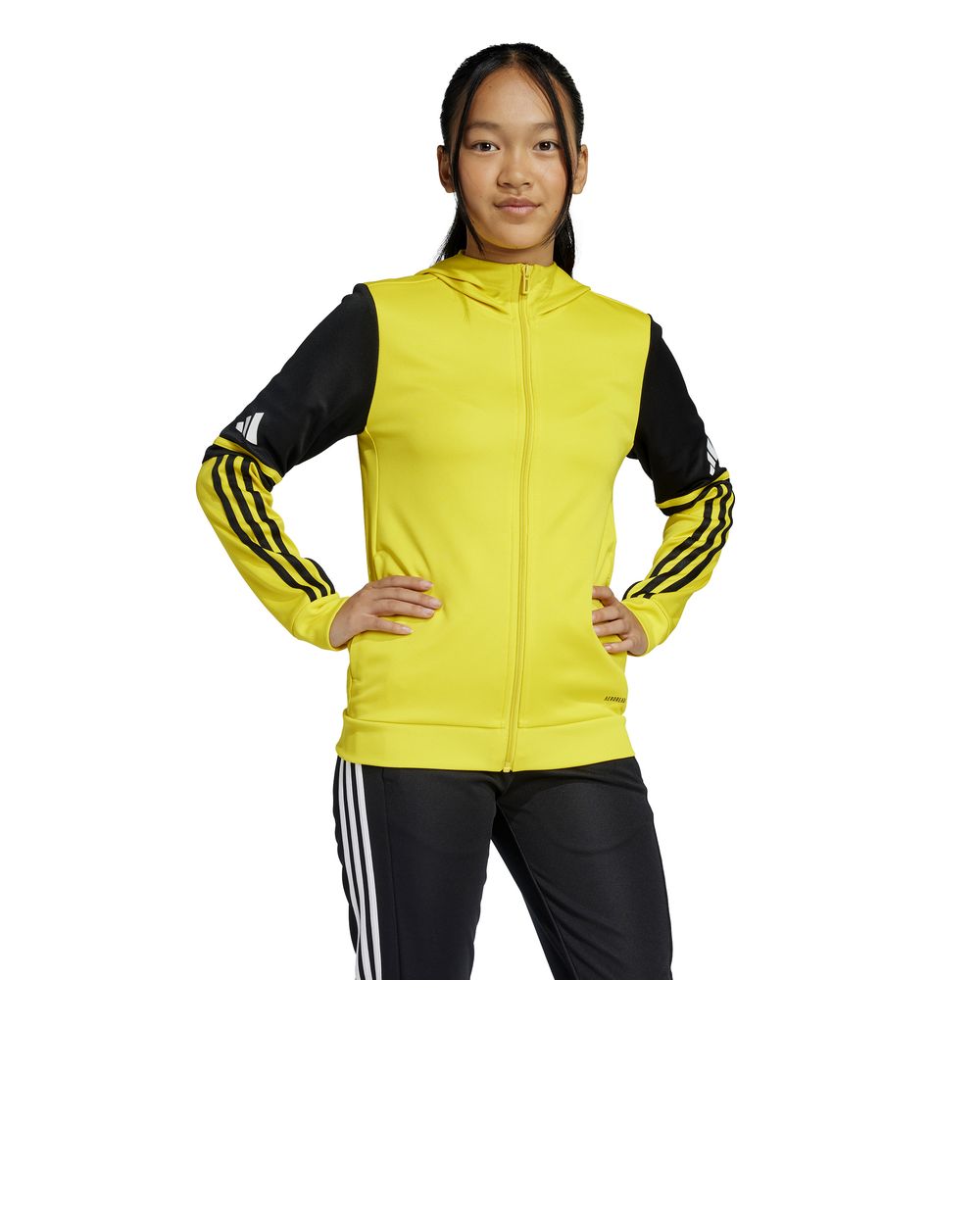 Boys Unisex Adidas Team 25 Junior Yellow Polyester Hoodie Jacket - Picture 8 of 12