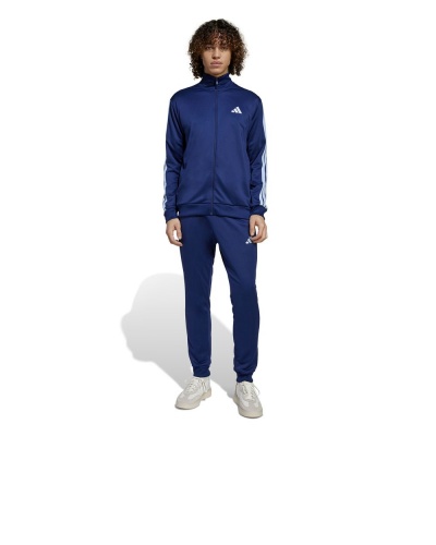 Tuta Sportiva ADIDAS Basic 3-Stripes Uomo Poliestere Blue Bianco - Sport leisure Tracksuit ADIDAS Basic 3-Stripes Mens Polyester Blue White - Survêtement sport et loisirs ADIDAS Basic 3-Stripes Homme Polyester Bleu Blanc - Sport Freizeit Trainingsanzug ADIDAS Basic 3-Streifen Herren Polyester Blau Weiß