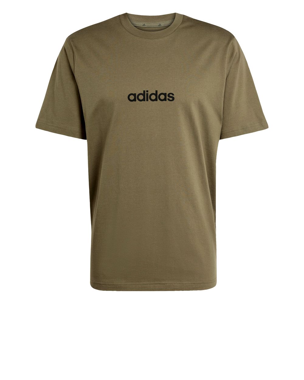 Mens Adidas Olive Green Linear Single Jersey Cotton Casual T-Shirt