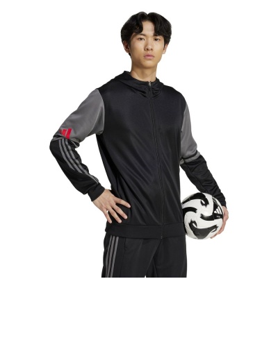Giacca tuta allenamento Adidas Squadra 25 cappuccio Poliestere Uomo Nero - Training Suit Jacket Adidas Squadra 25 Hooded Polyester Mens Black - Veste de survêtement à capuche Adidas Squadra 25 en polyester pour homme Noir - Trainingsanzugjacke Adidas Squadra 25 mit Kapuze Polyester Herren Schwarz