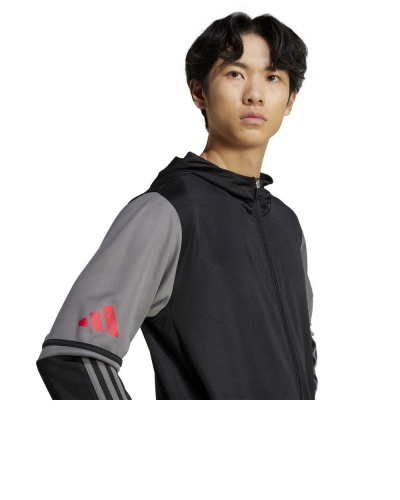 Giacca tuta allenamento Adidas Squadra 25 cappuccio Poliestere Uomo Nero - Training Suit Jacket Adidas Squadra 25 Hooded Polyester Mens Black - Veste de survêtement à capuche Adidas Squadra 25 en polyester pour homme Noir - Trainingsanzugjacke Adidas Squadra 25 mit Kapuze Polyester Herren Schwarz