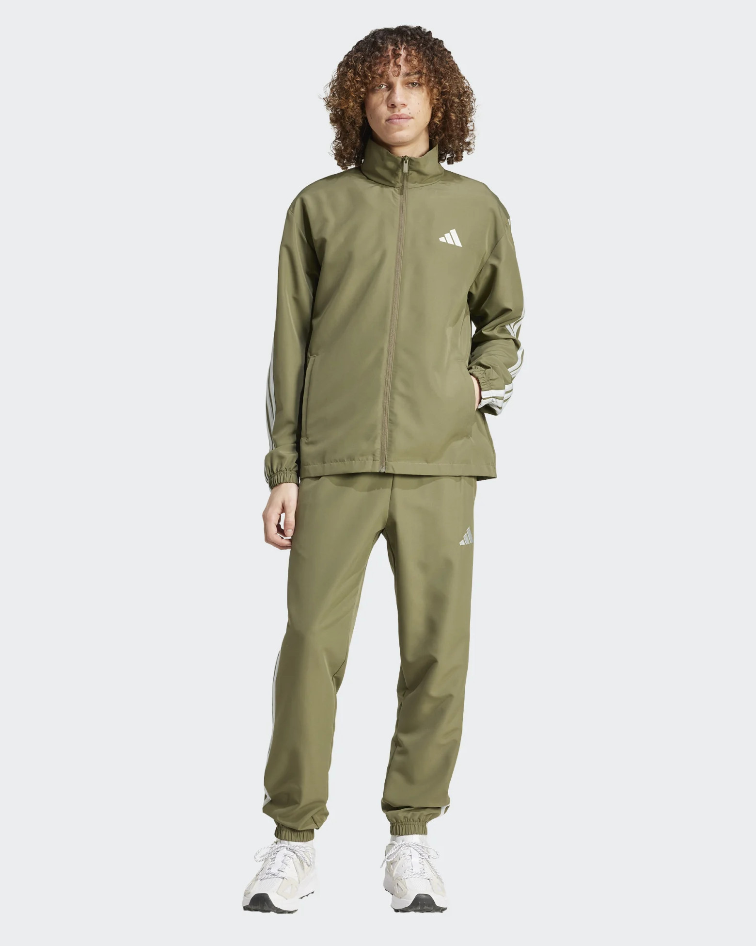 Traje de entrenamiento completo HOMBRE Adidas 3 bandas tejido verde oliva microfibra - Imagen 9 de 13