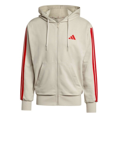 GIACCA FELPA cappuccio Adidas Essentials 3-Stripes French Terry Full-Zip Hoodie Cotone Beige arancione - Adidas Essentials 3-Stripes French Terry Full-Zip Hoodie Cotton Beige Orange - Sweat à capuche zippé Adidas Essentials 3-Stripes French Terry en coton beige orange - Adidas Essentials 3-Streifen French Terry Full-Zip Hoodie Baumwolle Beige Orange