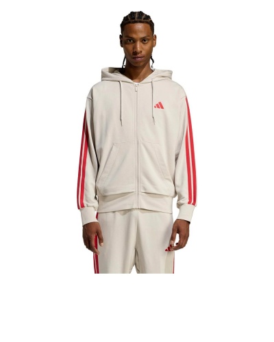 GIACCA FELPA cappuccio Adidas Essentials 3-Stripes French Terry Full-Zip Hoodie Cotone Beige arancione - Adidas Essentials 3-Stripes French Terry Full-Zip Hoodie Cotton Beige Orange - Sweat à capuche zippé Adidas Essentials 3-Stripes French Terry en coton beige orange - Adidas Essentials 3-Streifen French Terry Full-Zip Hoodie Baumwolle Beige Orange