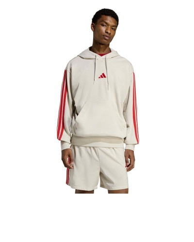 Felpa con cappuccio ADIDAS Essentials 3-Stripes French Terry Cotone Garzato Uomo Bianco Aragosta - Adidas Essentials 3-Stripes French Terry Cotton Brushed Hoodie Men's White Lobster - Sweat à capuche Adidas Essentials 3-Stripes en coton éponge brossé pour homme Blanc Homard - Adidas Essentials 3-Streifen French Terry Cotton Brushed Hoodie Herren Weiß Hummer