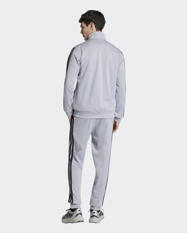 Tuta Sportiva ADIDAS Basic 3-Stripes Tricot Uomo Poliestere Silver Nero - Adidas Basic 3-Stripes Tricot Men\'s Tracksuit Polyester Silver Black - Lieferung nach <img alt=\
