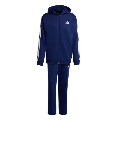 Tuta intera completa tempo libero Adidas M 3-Stripes Fleece Full zip Cappuccio Cotone Felpato Blue uomo - Adidas M 3-Stripes Fleece Full Zip Hooded Cotton Fleece Tracksuit Leisure Blue Men - Survêtement à capuche zippé en polaire de coton Adidas M 3-Stripes Fleece Leisure Blue Homme - Adidas M 3-Streifen Fleece Full Zip Kapuzenpullover Baumwollfleece Trainingsanzug Freizeit Blau Herren