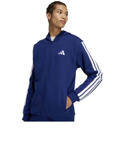 Tuta intera completa tempo libero Adidas M 3-Stripes Fleece Full zip Cappuccio Cotone Felpato Blue uomo - Adidas M 3-Stripes Fleece Full Zip Hooded Cotton Fleece Tracksuit Leisure Blue Men - Survêtement à capuche zippé en polaire de coton Adidas M 3-Stripes Fleece Leisure Blue Homme - Adidas M 3-Streifen Fleece Full Zip Kapuzenpullover Baumwollfleece Trainingsanzug Freizeit Blau Herren