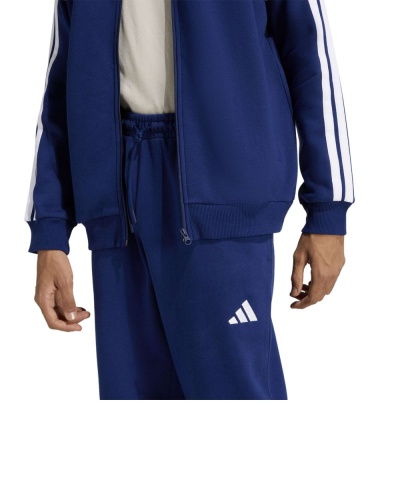 Tuta intera completa tempo libero Adidas M 3-Stripes Fleece Full zip Cappuccio Cotone Felpato Blue uomo - Adidas M 3-Stripes Fleece Full Zip Hooded Cotton Fleece Tracksuit Leisure Blue Men - Survêtement à capuche zippé en polaire de coton Adidas M 3-Stripes Fleece Leisure Blue Homme - Adidas M 3-Streifen Fleece Full Zip Kapuzenpullover Baumwollfleece Trainingsanzug Freizeit Blau Herren