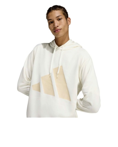 Tuta Sportiva Intera completa ADIDAS Big Logo Hoodie French Terry Poliestere Uomo Bianco Beige - Adidas Mens Full Tracksuit Big Logo Hoodie French Terry Polyester White Beige - Survêtement Adidas Homme Sweat à Capuche Grand Logo French Terry Polyester Blanc Beige - Adidas Herren Full Trainingsanzug Big Logo Hoodie French Terry Polyester Weiß Beige