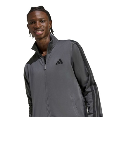 Tuta Sportiva ADIDAS Basic 3-Stripes Tricot Uomo Poliestere Grigio Nero - Adidas Basic 3-Stripes Tricot Men's Tracksuit, Polyester, Grey, Black - Survêtement Adidas Basic 3-Stripes Tricot pour homme, polyester, gris, noir - Adidas Basic 3-Stripes Tricot Herren Trainingsanzug, Polyester, Grau, Schwarz