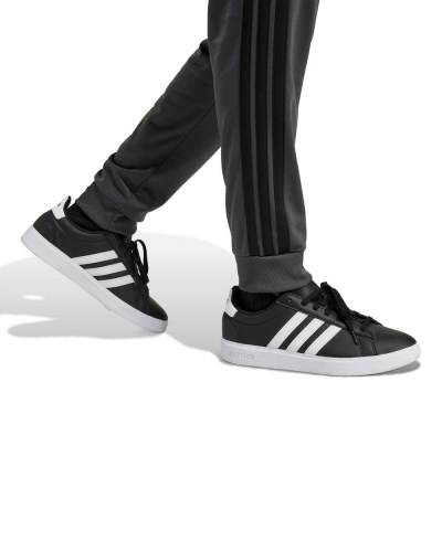 Tuta Sportiva ADIDAS Basic 3-Stripes Tricot Uomo Poliestere Grigio Nero - Adidas Basic 3-Stripes Tricot Men's Tracksuit, Polyester, Grey, Black - Survêtement Adidas Basic 3-Stripes Tricot pour homme, polyester, gris, noir - Adidas Basic 3-Stripes Tricot Herren Trainingsanzug, Polyester, Grau, Schwarz
