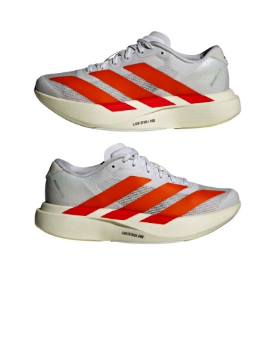Scarpe  Running Sportive Sneakers Adidas Adizero EVO SL Junior Donna Bianco Arancione - Adidas Adizero EVO SL Junior Women's Running Shoes Sneakers White Orange - Chaussures de running Adidas Adizero EVO SL Junior pour femme, blanches et oranges - Adidas Adizero EVO SL Junior Damen Laufschuhe Sneaker Weiß Orange
