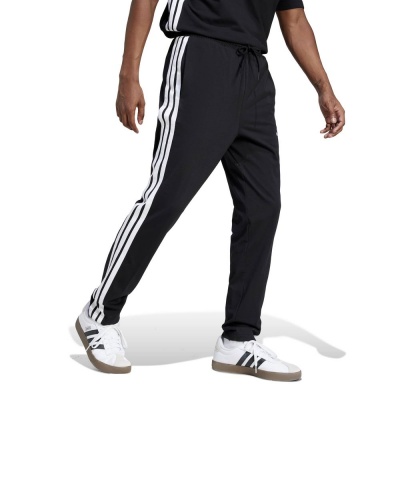 Pantaloni tuta Adidas Essentials 3-Stripes Single Jersey Cotone Leggero Fino Uomo Nero Bianco - Adidas Essentials 3-Stripes Single Jersey Lightweight Cotton Tracksuit Bottoms Men's Black White - Pantalon de survêtement Adidas Essentials 3-Stripes en jersey simple et coton léger pour homme, noir et blanc - Adidas Essentials 3-Streifen Single Jersey Leichte Baumwoll-Trainingshose Herren Schwarz Weiß