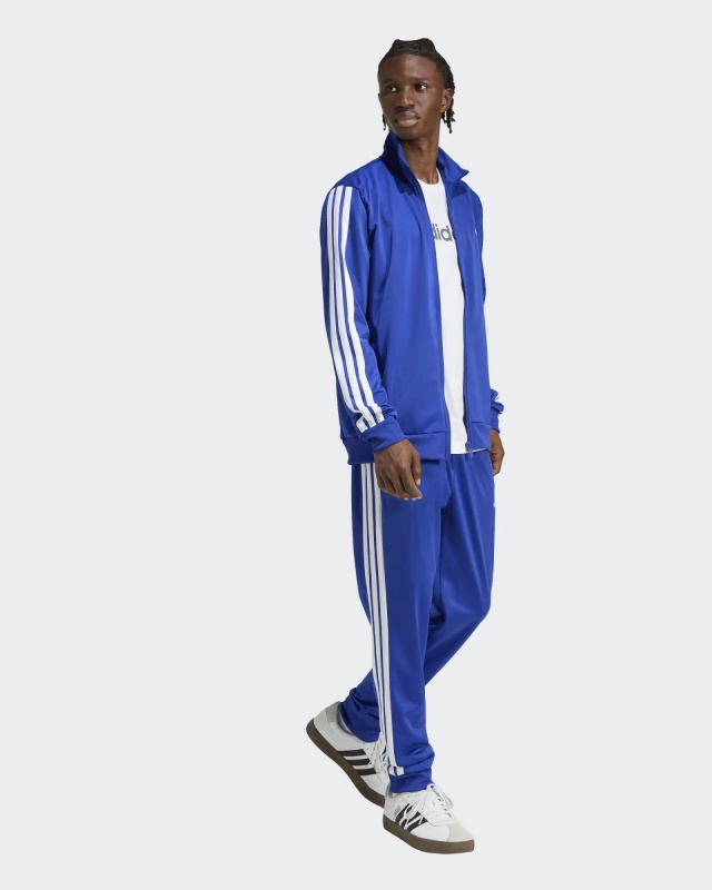 Tuta Sportiva ADIDAS Basic 3-Stripes Tricot Uomo Poliestere Blue - Adidas Basic 3-Stripes Tricot Men\'s Tracksuit, Polyester, Blue - Survêtement Adidas Basic 3-Stripes Tricot pour homme, polyester, bleu - Adidas Basic 3-Stripes Tricot Herren Trainingsanzug, Polyester, Blau